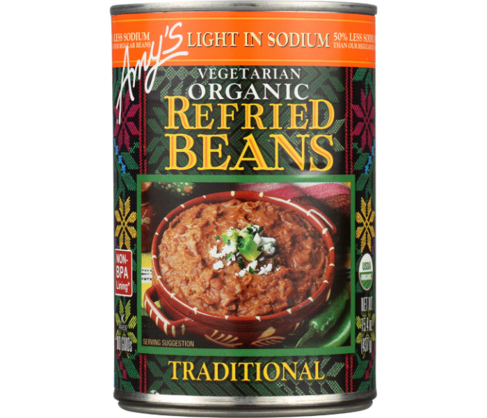 Amy's - Bean Refried Low Sodium Traditional Gluten-Free, 15.4 Oz - Pack Of 1