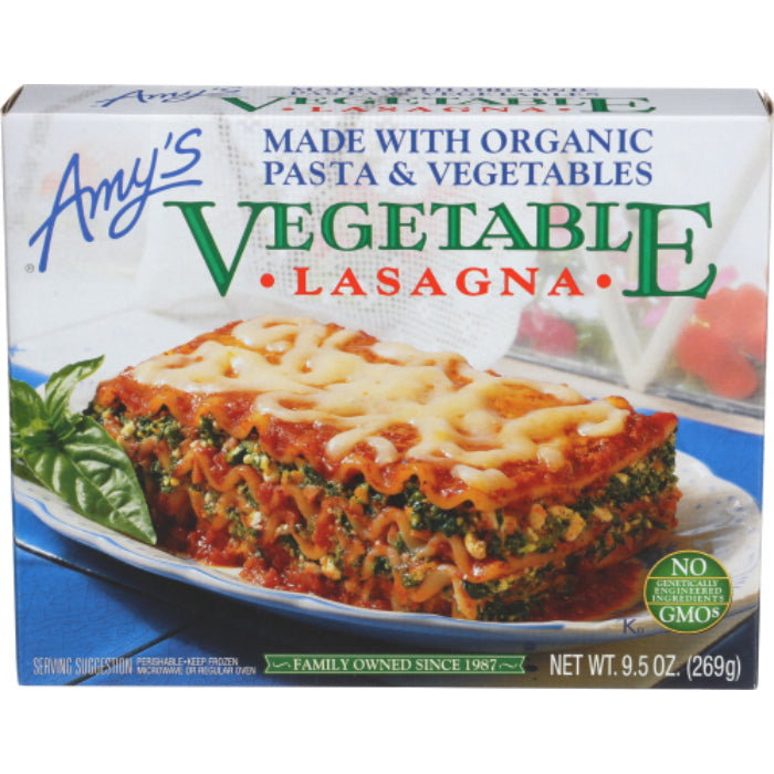 Amy's Entrée Lasagna Vegetable, 9.5 Oz Pack Of 12