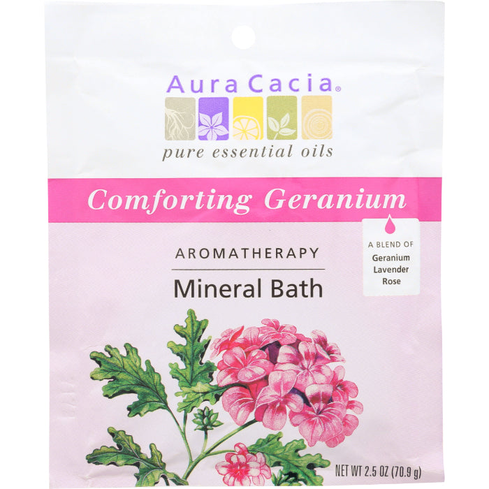 Aura Cacia - Bath Mineral Geranium Comforting, 2.5 oz - Pack of 6