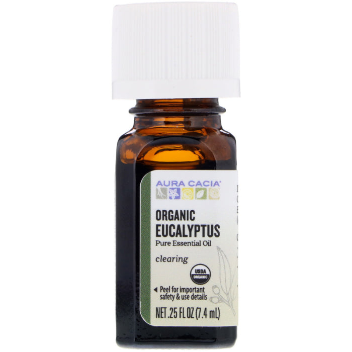 Aura Cacia - Essential Oil Organic Eucalyptus, 0.25 oz - Pack of 1