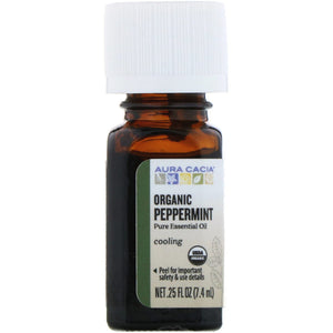 Aura Cacia - Essential Oil Organic Peppermint, 0.25 oz - Pack of 1