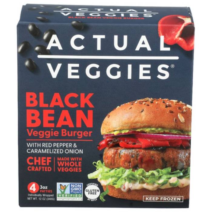 Actual Veggies - Black Bean Veggie Burger, 12oz
