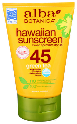 Alba Botanica - Hawaiian Green Tea Sunscreen SPF 45 3 Oz