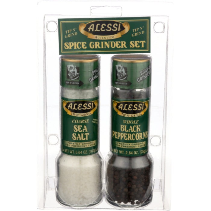 Alessi - Sea Salt & Black Peppercorn Grinder Set 2 Pc