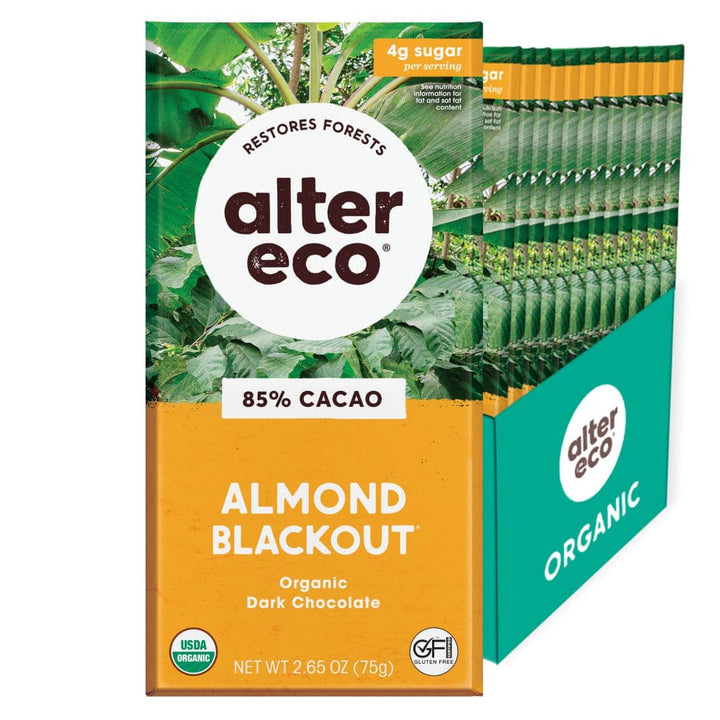 Alter Eco - Almond Blackout Dark Chocolate Bar, 2.65 Oz