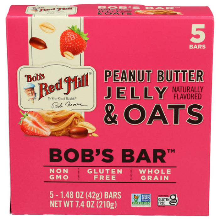 Bob's Red Mill - Oat Bar PB Jelly, 5Pk, 7.4 OZ - Pack of 6