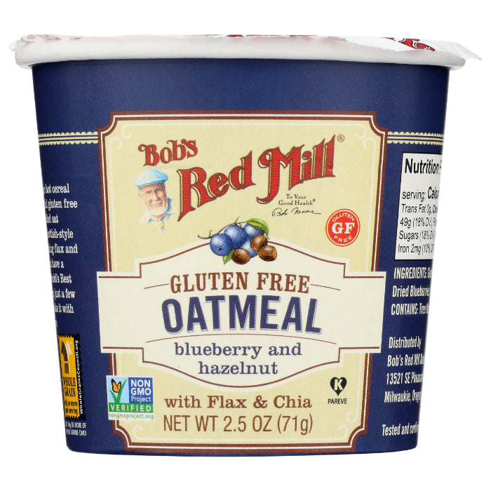 BOBS RED MILL OATMEAL CUP HAZLENUT BLUEBERRY, 2.5 OZ - Pack of 12