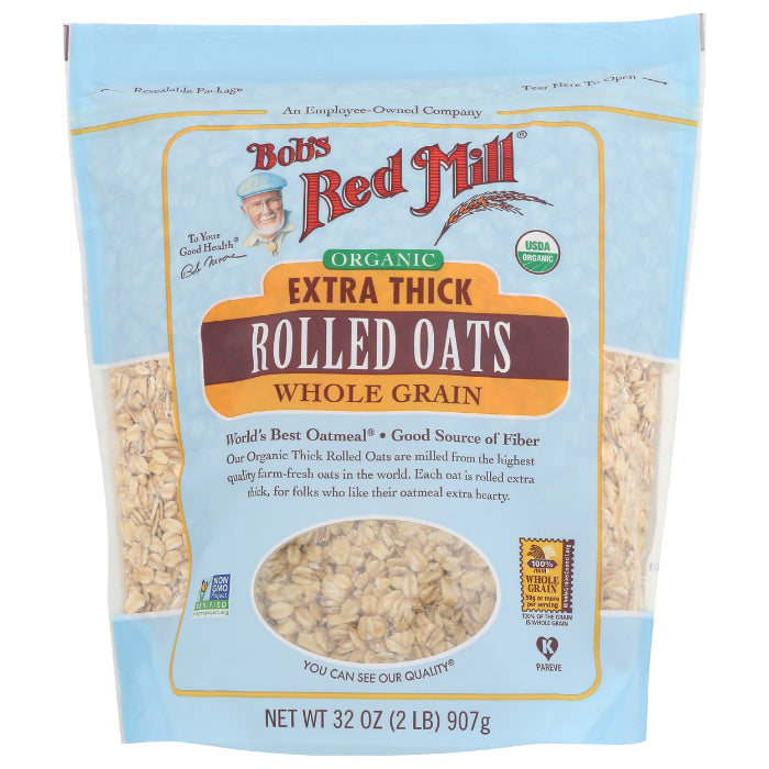 Bob's Red Mill - Oats, Rolled, Extra Thick, Organic, 32 OZ - Pack of 4