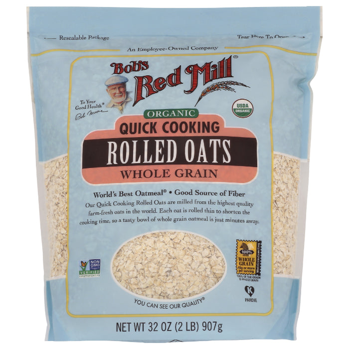 Bob's Red Mill - Oats Rolled Quick Cook Organic, 32 oz - Pack of 4