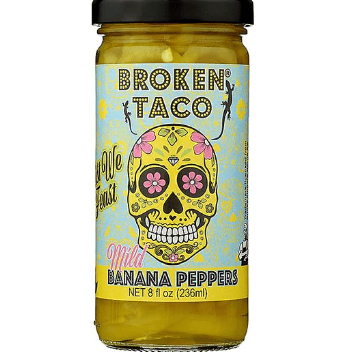 Broken Taco - Peppers Banana Mild Sliced, 8 Oz (Pack Of 6)