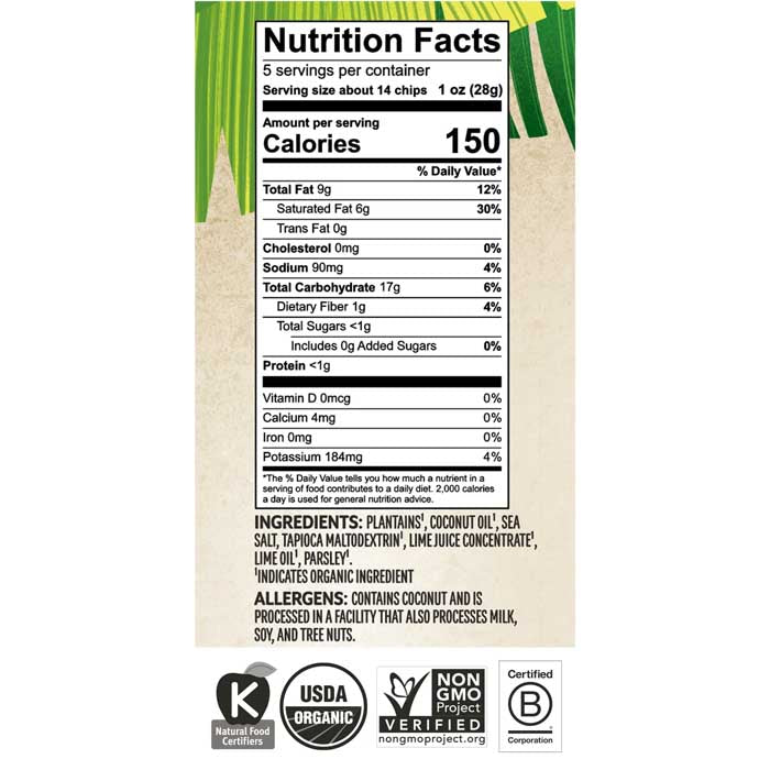 Barnana - Plantain Chips Acapulco Lime, 5oz- back