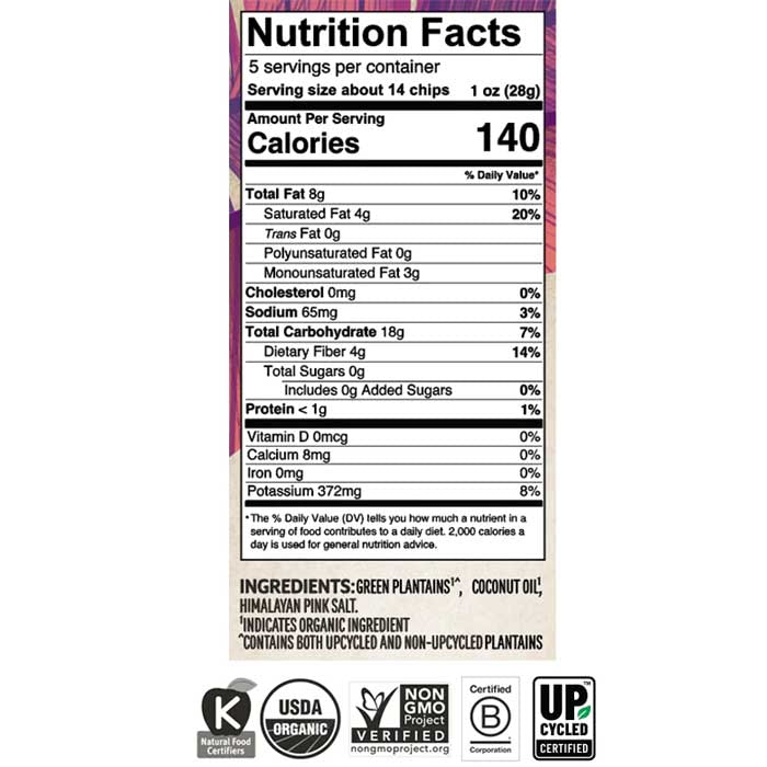 Barnana - Plantain Chips Himalayan Sea Salt, 5oz- back