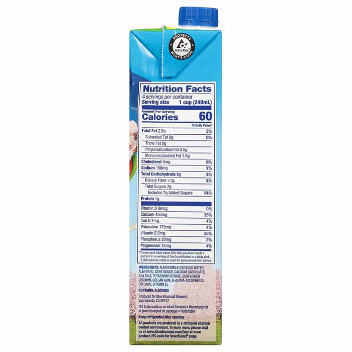 Blue Diamond - Almondmilk Original - back