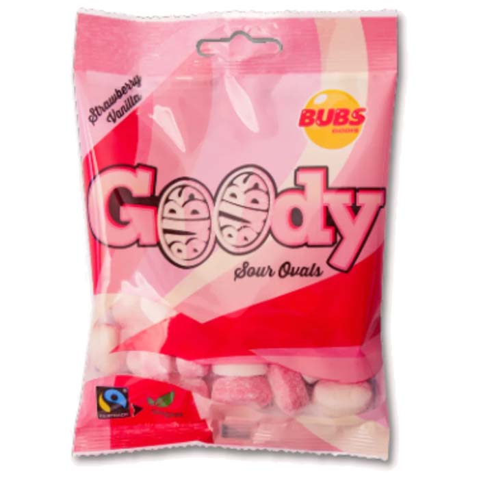 Bubs Godis- Goody Sour Ovals Strawberry Vanilla, 90g