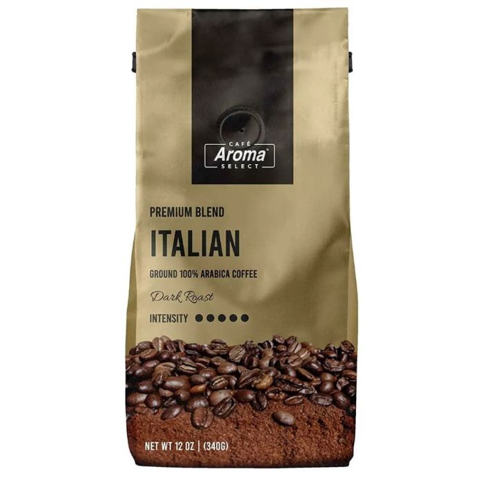 Cafe Aroma Select - Italian Roast Ground Coffee, 12 Oz (Pack Of 12)