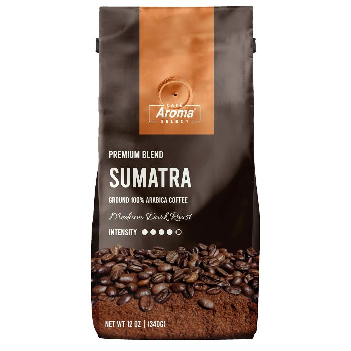 Cafe Aroma Select - Sumatra Ground Coffee, 12 Oz (Pack Of 12)