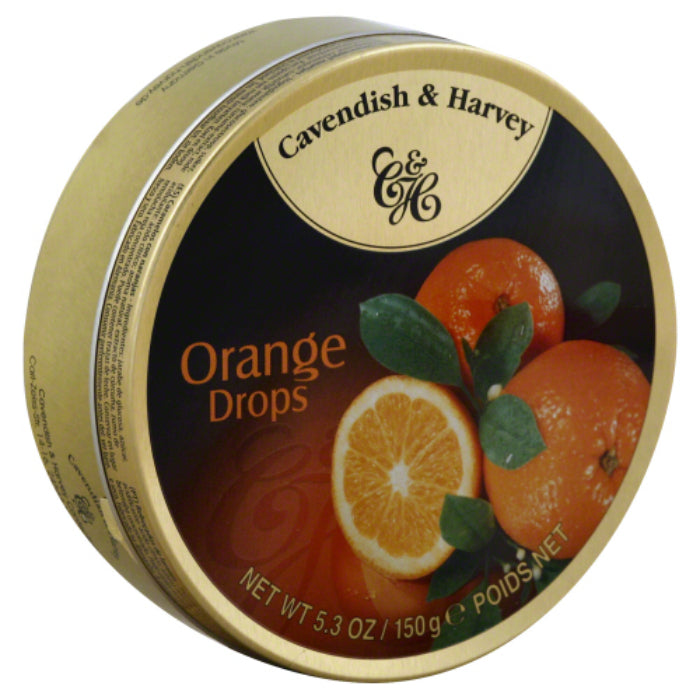 Cavendish & Harvey - Orange Tin Candy, 5.3 Oz (Pack Of 12)