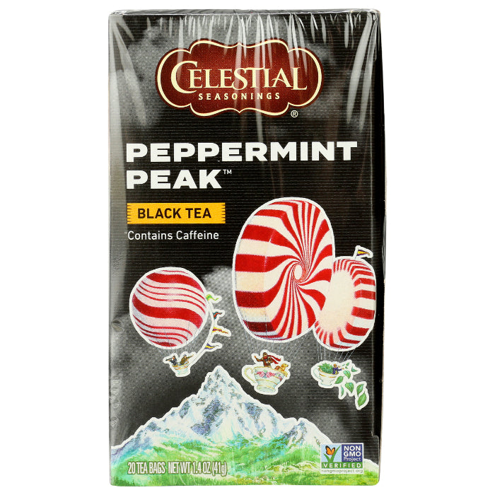 Celestial Seasonings - Black Tea Peppermint Peak, 20 Bags (Pack Of 6)