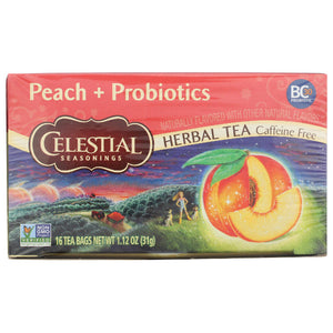 Celestial Seasonings - Country Tea Peach + Probiotics, 16 Bags (Pack Of 6)