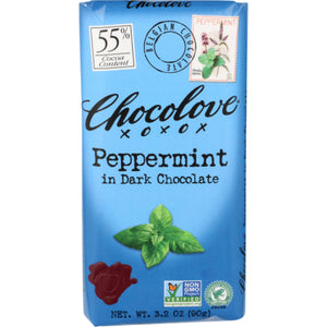 Chocolove - Dark Chocolate Bar Peppermint, 3.2 Oz (Pack Of 12)