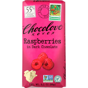 Chocolove - Dark Chocolate Bar Raspberry, 3.2 Oz (Pack Of 12)