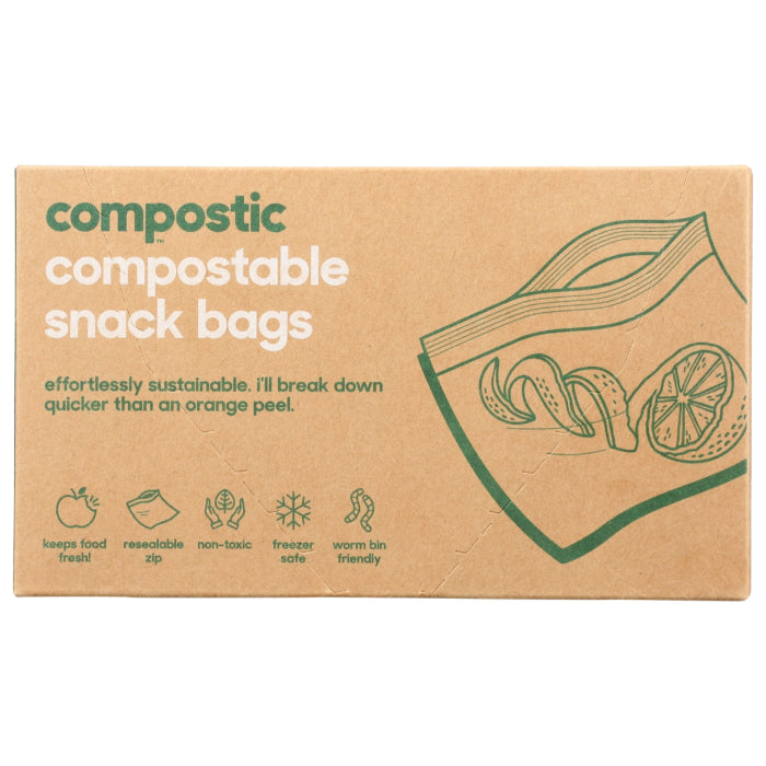 Compostic - Compostable Snack Bags, 25 Each (Pack Of 12)