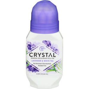 Crystal - Body Deodorant Roll On Lavender & White Tea, 2.25 Oz (Pack Of 1)