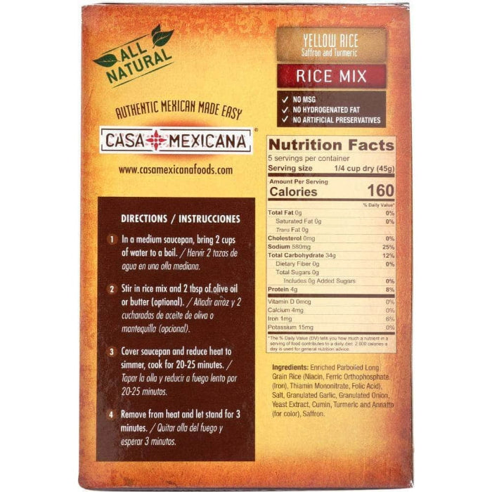 Casa Mexicana - Yellow Rice Mix, 8 Oz (Pack Of 12)