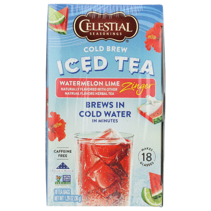 Celestial Seasonings - Watermelon Lime Zinger Cold Brew Iced Tea, 18 Bags (Pack of 6)