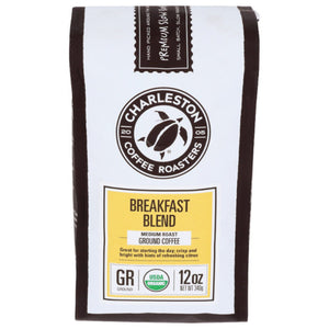 Charleston Coffee Roaster - Organic Breakfast Blend Ground Coffee, 12 Oz (Pack of 6)