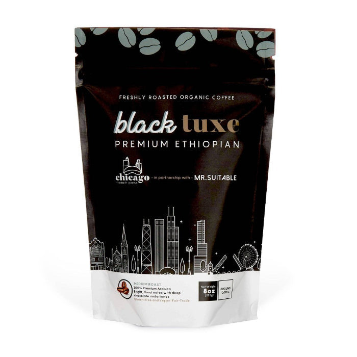 Chicago French Press - Black Tuxe Roasted Organic Coffee, 8 Oz (Pack Of 5)