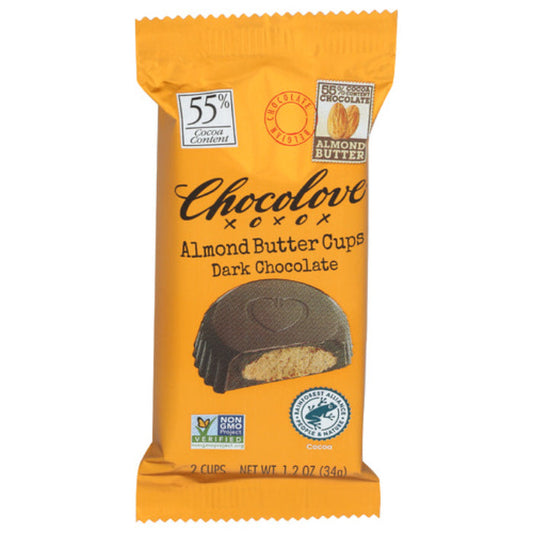 Chocolove - Almond Butter Cups Dark Chocolate, 1.2 Oz | Pack of 10