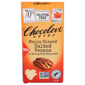 Chocolove - Maple Glazed Sugar Salted Pecans Dark Chocolate Bar, 3.2 Oz (Pack Of 12)