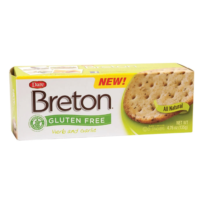 Dare - Breton Crackers Gluten Free Herb And Garlic, 4.76 Oz (Pack of 6)