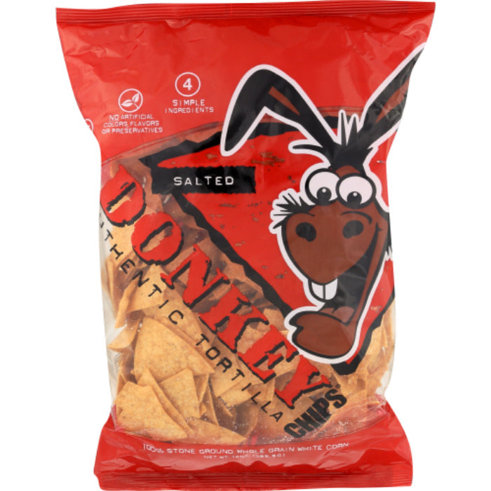 Donkey Chip - Tortilla Salted Chips, 14 Oz (Pack of 12)