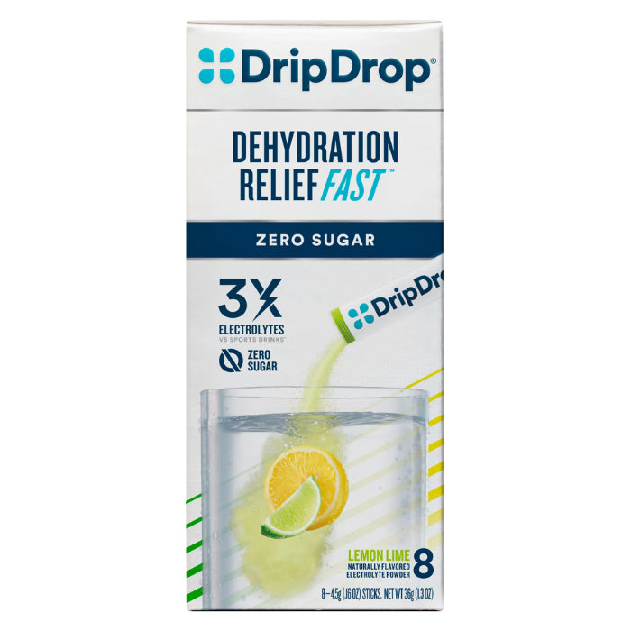 Drip Drop - Hydration Zero Lemon Lime 8 Count, 2.82 Oz (Pack Of 1)