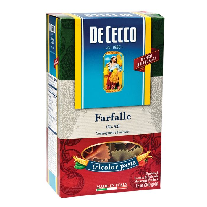 De Cecco - Farfalle Tricolor Pasta, 13.25 Oz (Pack Of 12)