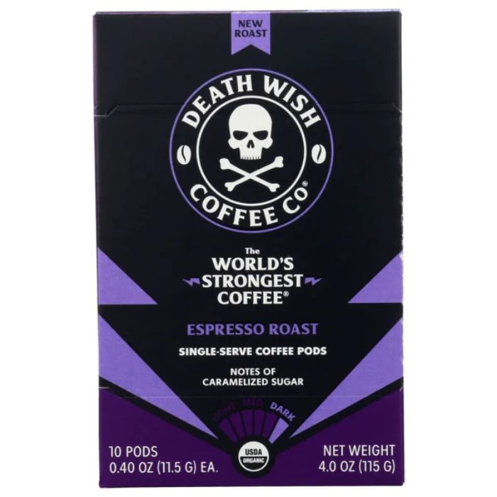 Death Wish Coffee - Organic Single-Serve Coffee Espresso Roast, 10 Count (Pack of 6)