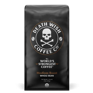 Death Wish Coffee - Whole Bean Medium Roast Coffee, 16 Oz (Pack of 6)