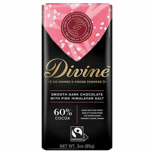 Divine Chocolate - Dark Chocolate Bar Pink Himalayan Salt, 3oz | Pack of 12