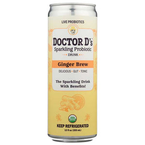 Doctor D'S - Sparkling Probiotic Kombucha Ginger, 12Oz (Pack of 6)