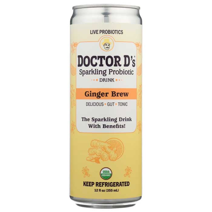 Doctor D'S - Sparkling Probiotic Kombucha Ginger, 12Oz (Pack of 6)