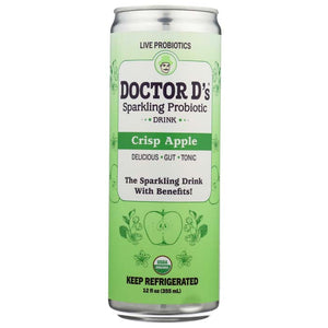 Doctor D'S - Sparkling Probiotic Water Apple Crisp, 12 Floz  (Pack of 6)