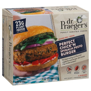 Dr Praeger's - Perfect Chick'n Spinach Pesto Burger, 8oz | Pack of 6