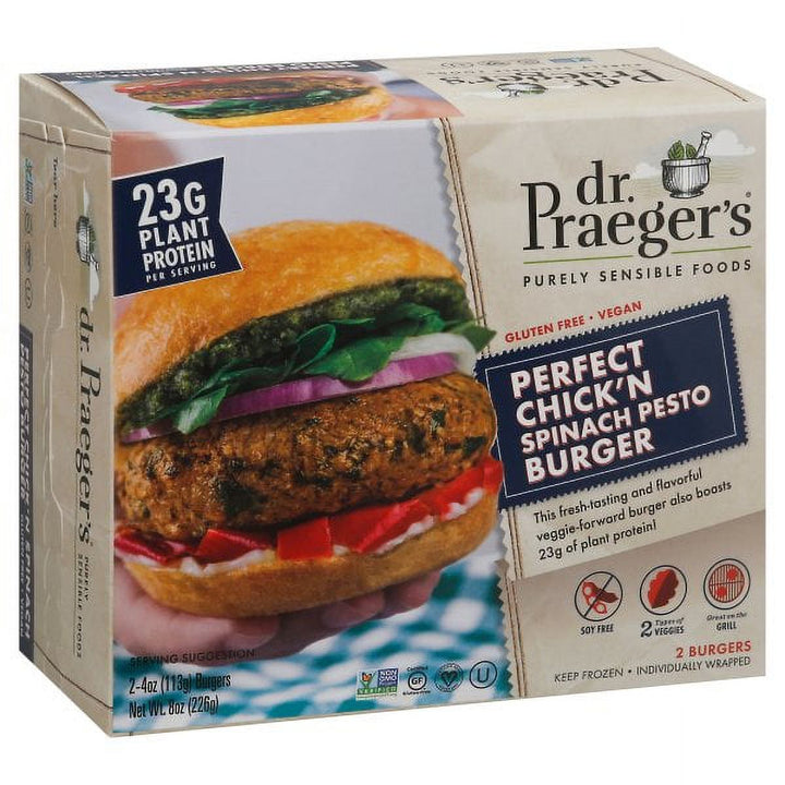 Dr Praeger's - Perfect Chick'n Spinach Pesto Burger, 8oz 