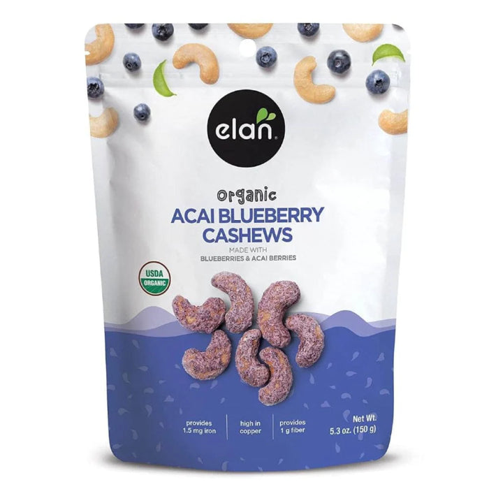 Elan Cashews Blueberry Acai Organ 5.3 Oz - Pack Of 8