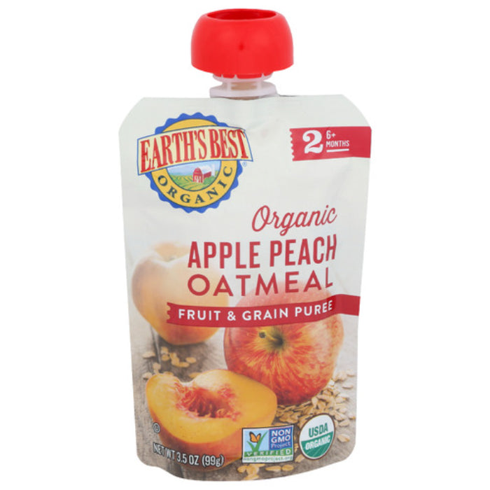 Earth's Best - Baby Puree Apple Peach, 3.5 oz - Pack of 6