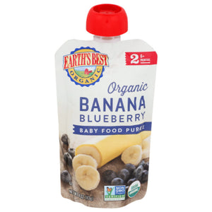 Earth's Best - Baby Puree Banana Blueberry, 4 oz - Pack of 12