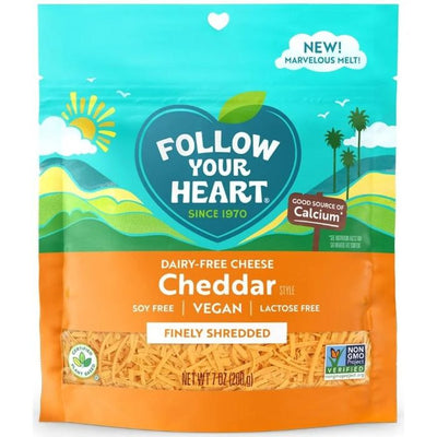 Follow Your Hea - Shredded Cheese - Cheddar, 7oz (Pack of 8)
