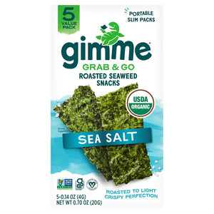 Gimme - Seaweed, Roasted Snack Sea Salt 5 Pieces 0.7 Oz - Pack of 6